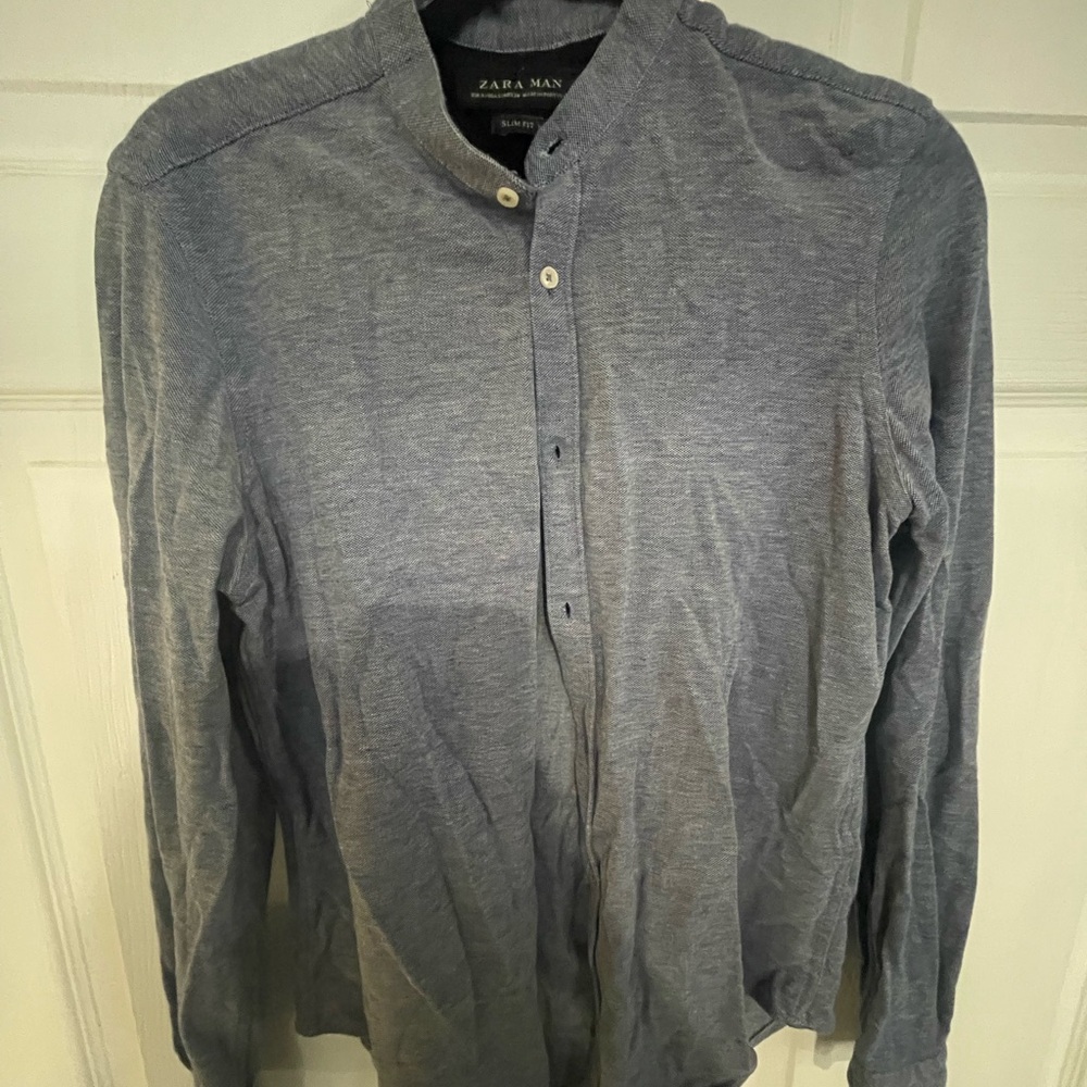 Zara Man Gray Button-Up Shirt